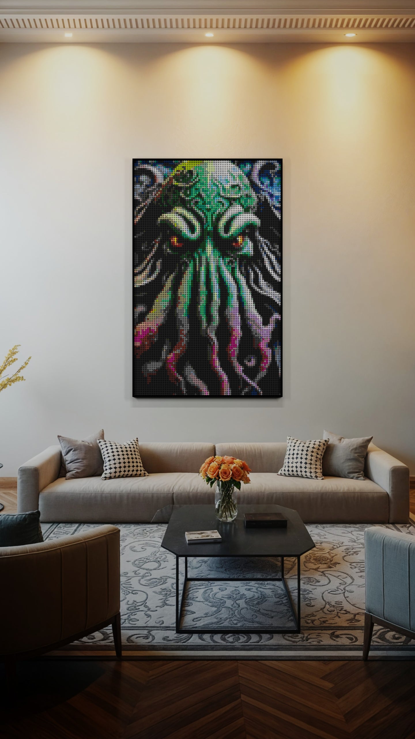 Arrival of Cthulhu LEGO® Style mosaic pixel art design for display
